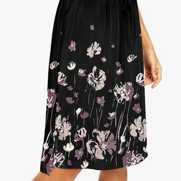 Simier Fariry Black Floral Fairy Short Sleeve Dress: XL - Picture 6 of 6